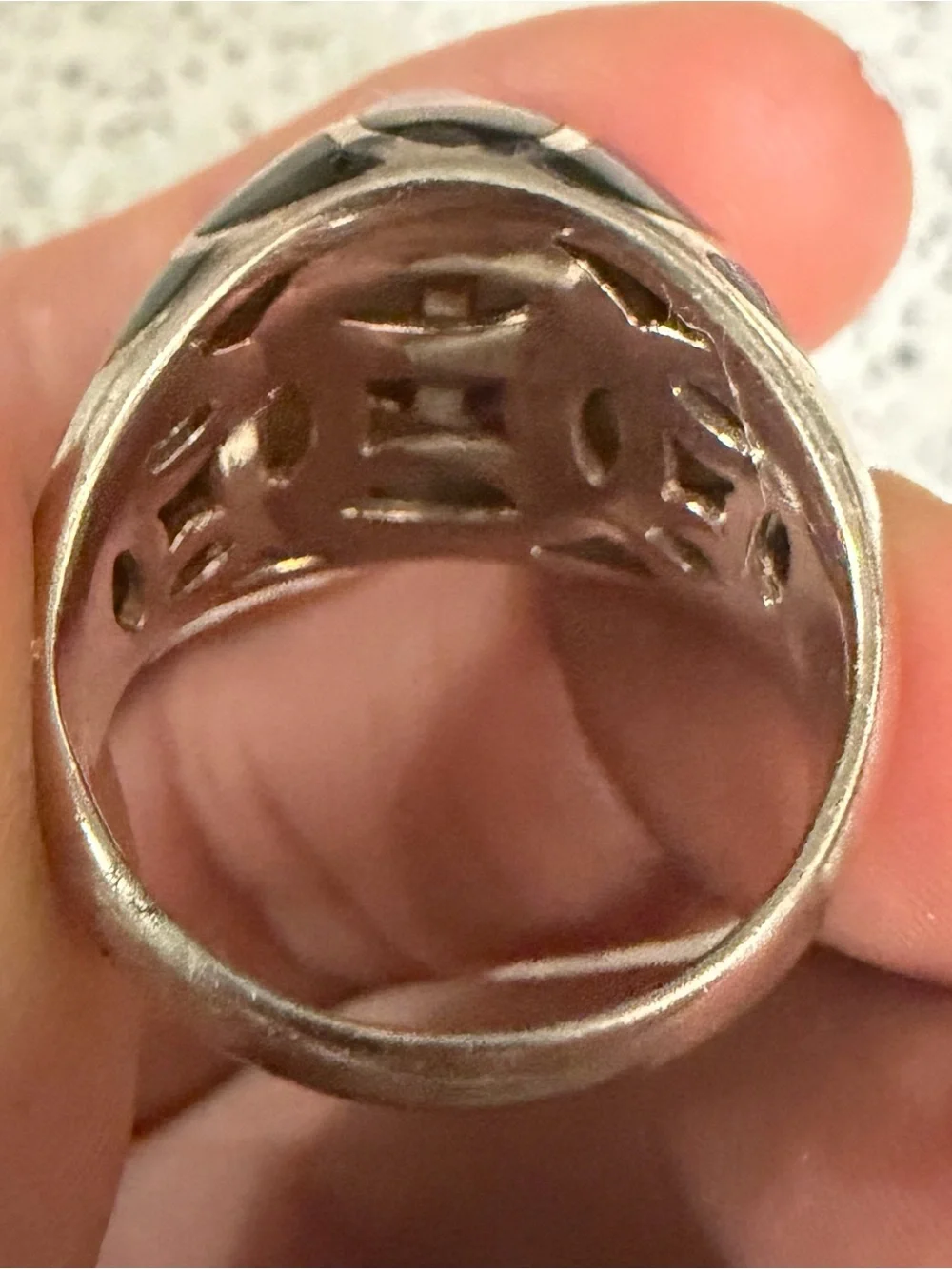 Vtg. Cultured Mabe Pearl Sterling Silver Ring, Size 11 Signed